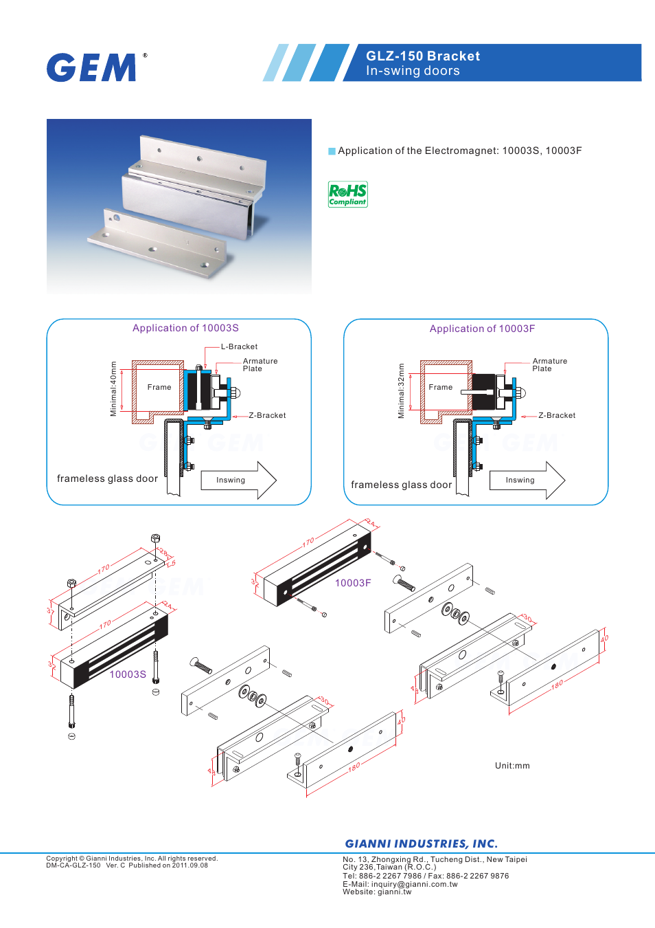 Gianni Industries GLZ-150 User Manual | 1 page