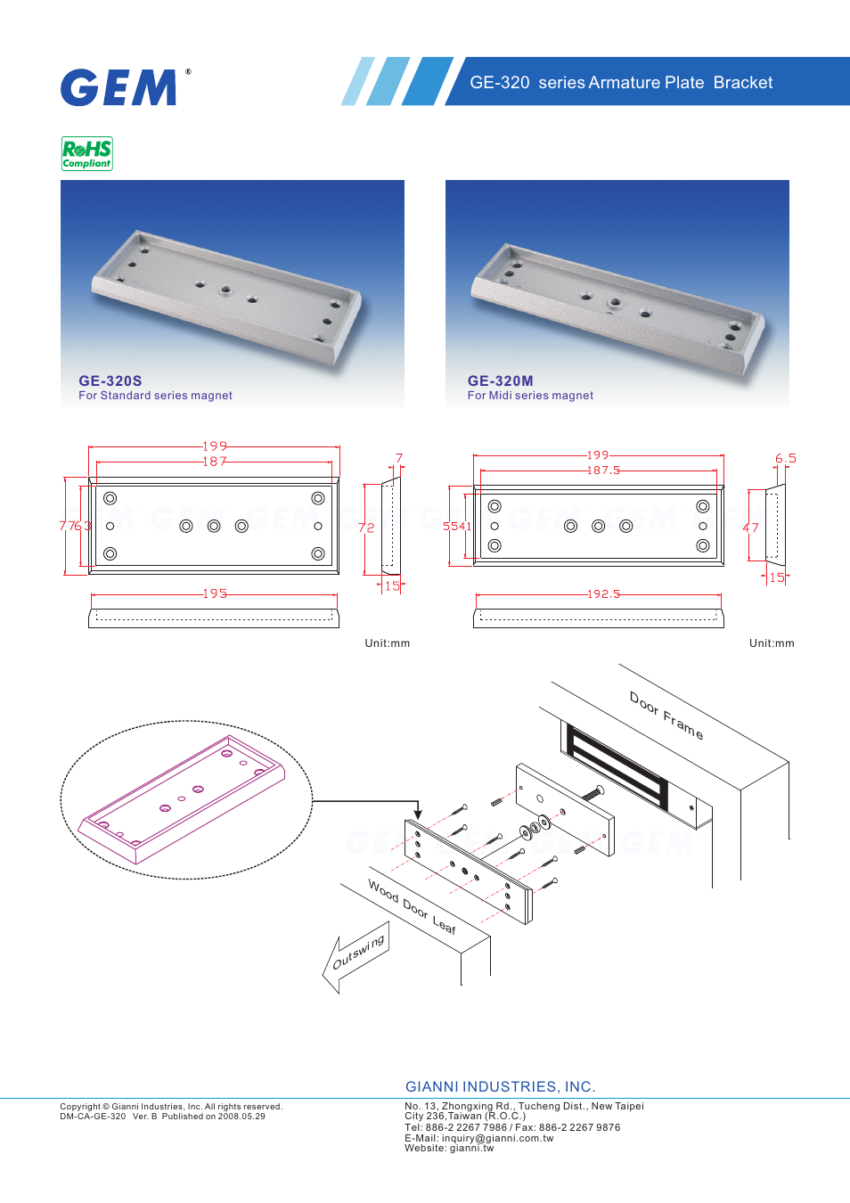 Gianni Industries GE-320 series User Manual | 1 page