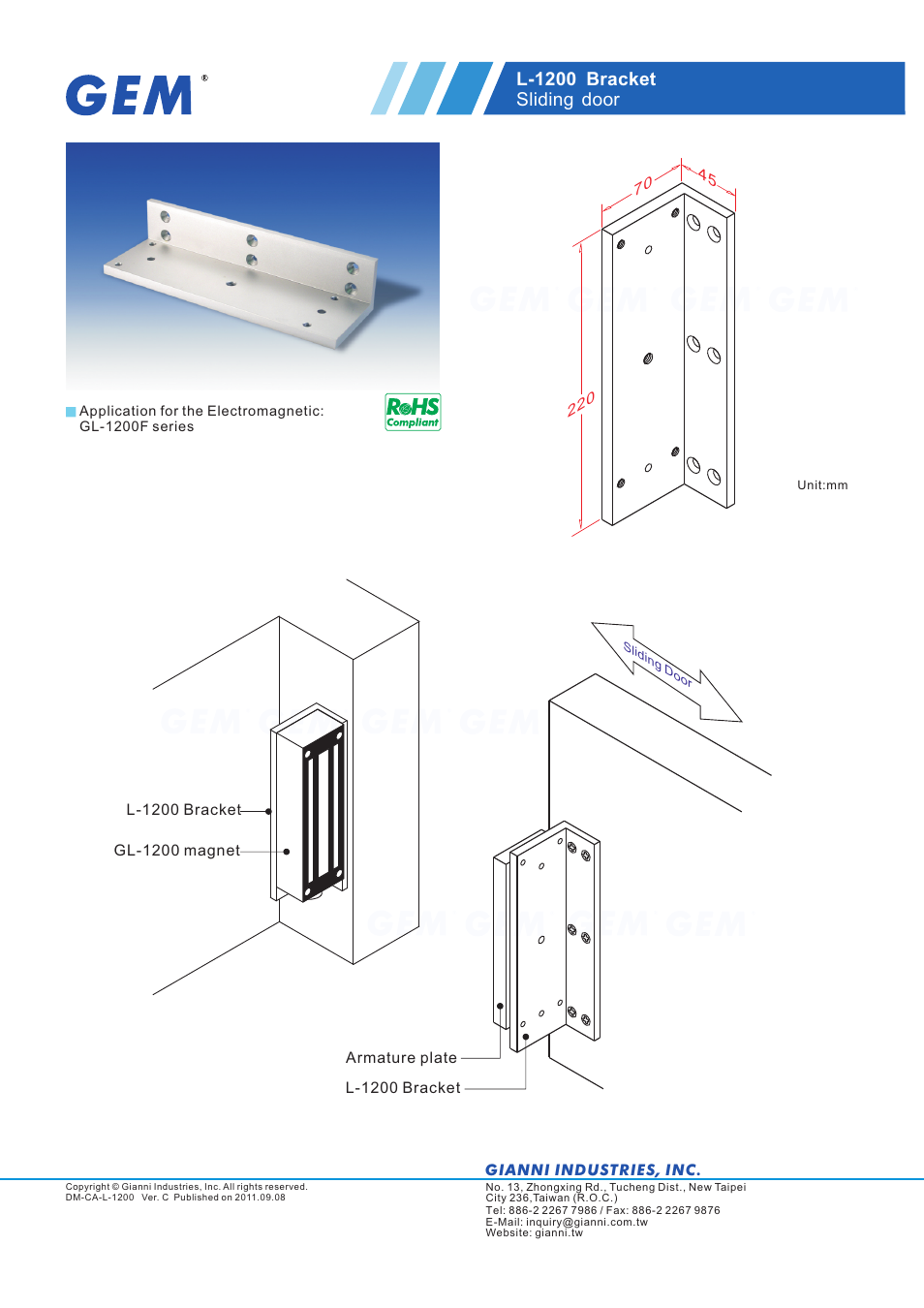 Gianni Industries L-1200 User Manual | 1 page