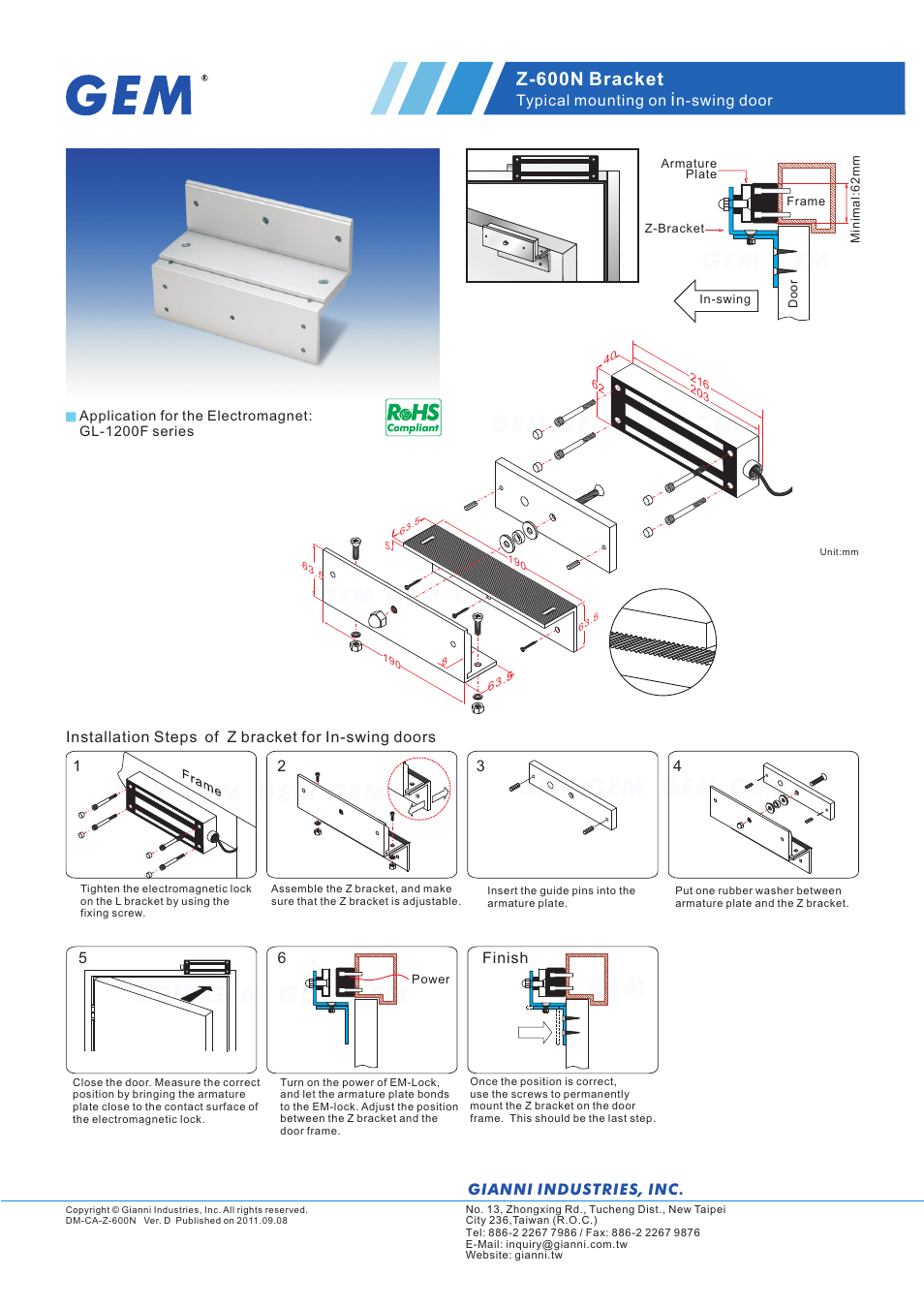 Gianni Industries Z-600N User Manual | 1 page