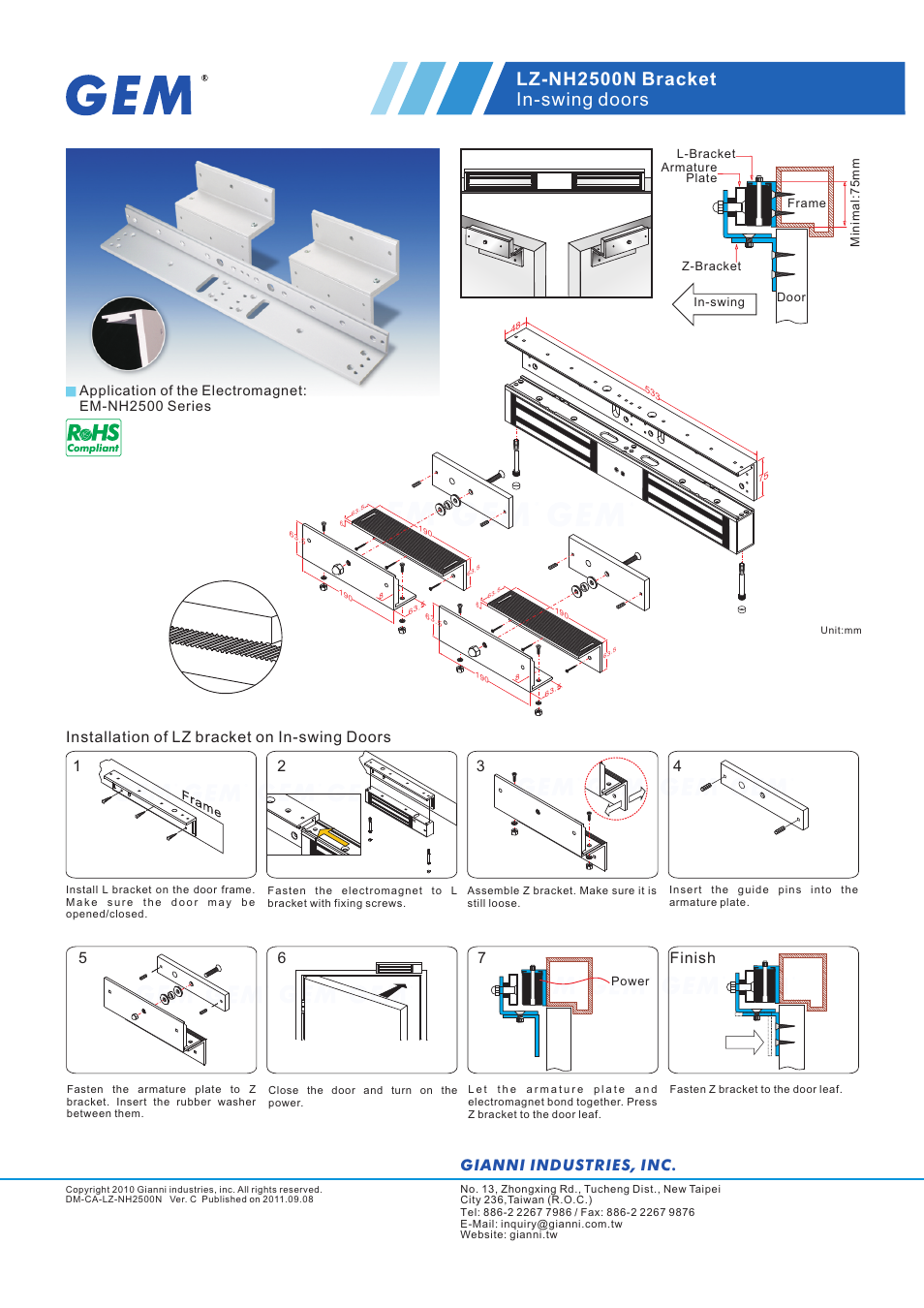 Gianni Industries LZ-NH2500N User Manual | 1 page