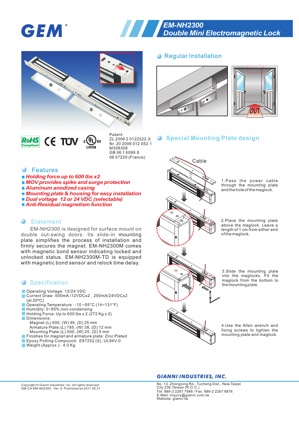 Gianni Industries EM-NH2300 User Manual | 2 pages