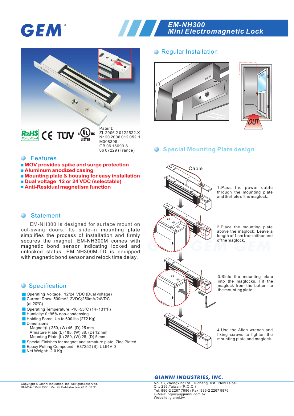 Gianni Industries EM-NH300 User Manual | 2 pages