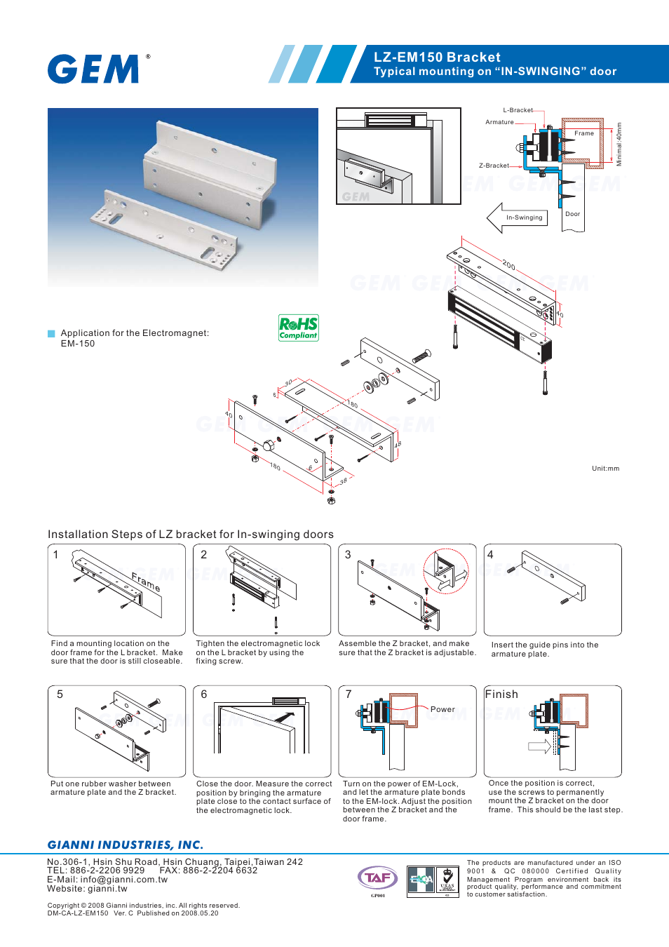 Gianni Industries LZ-EM150 User Manual | 1 page
