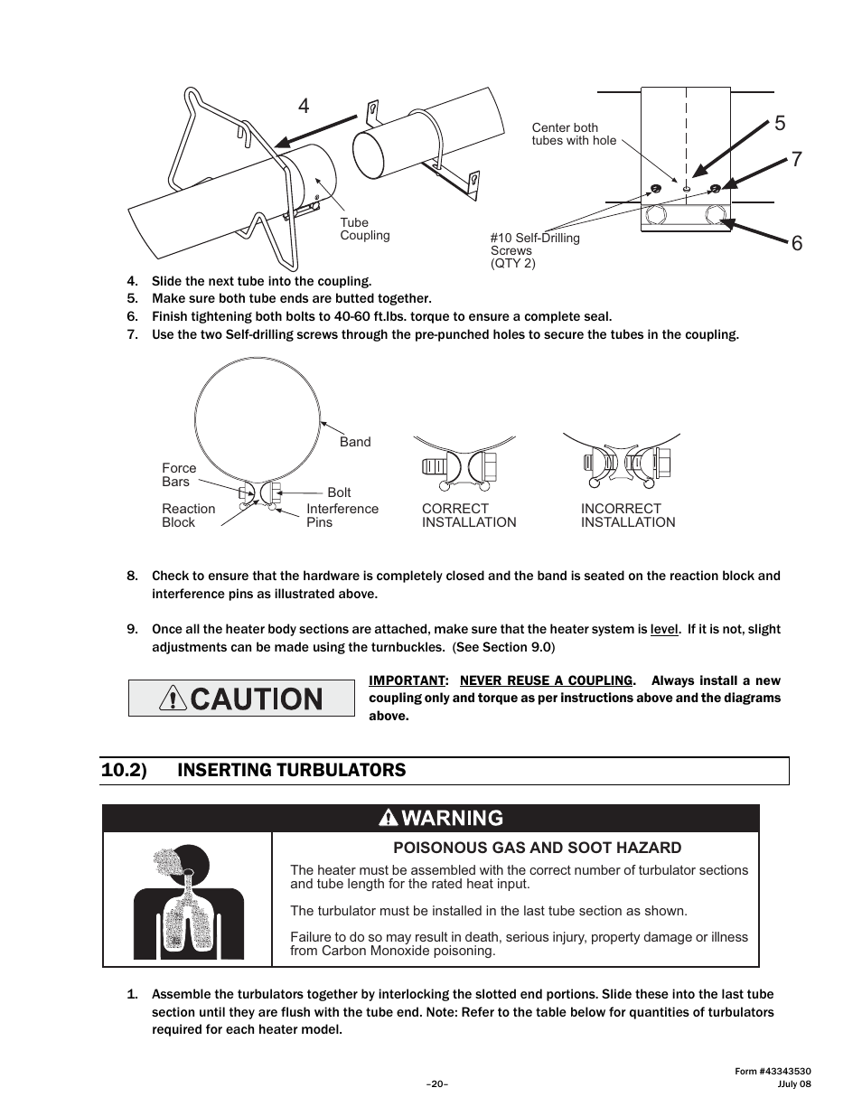 2) inserting turbulators | Gas-Fired Products PTS Series 100 User Manual | Page 21 / 53