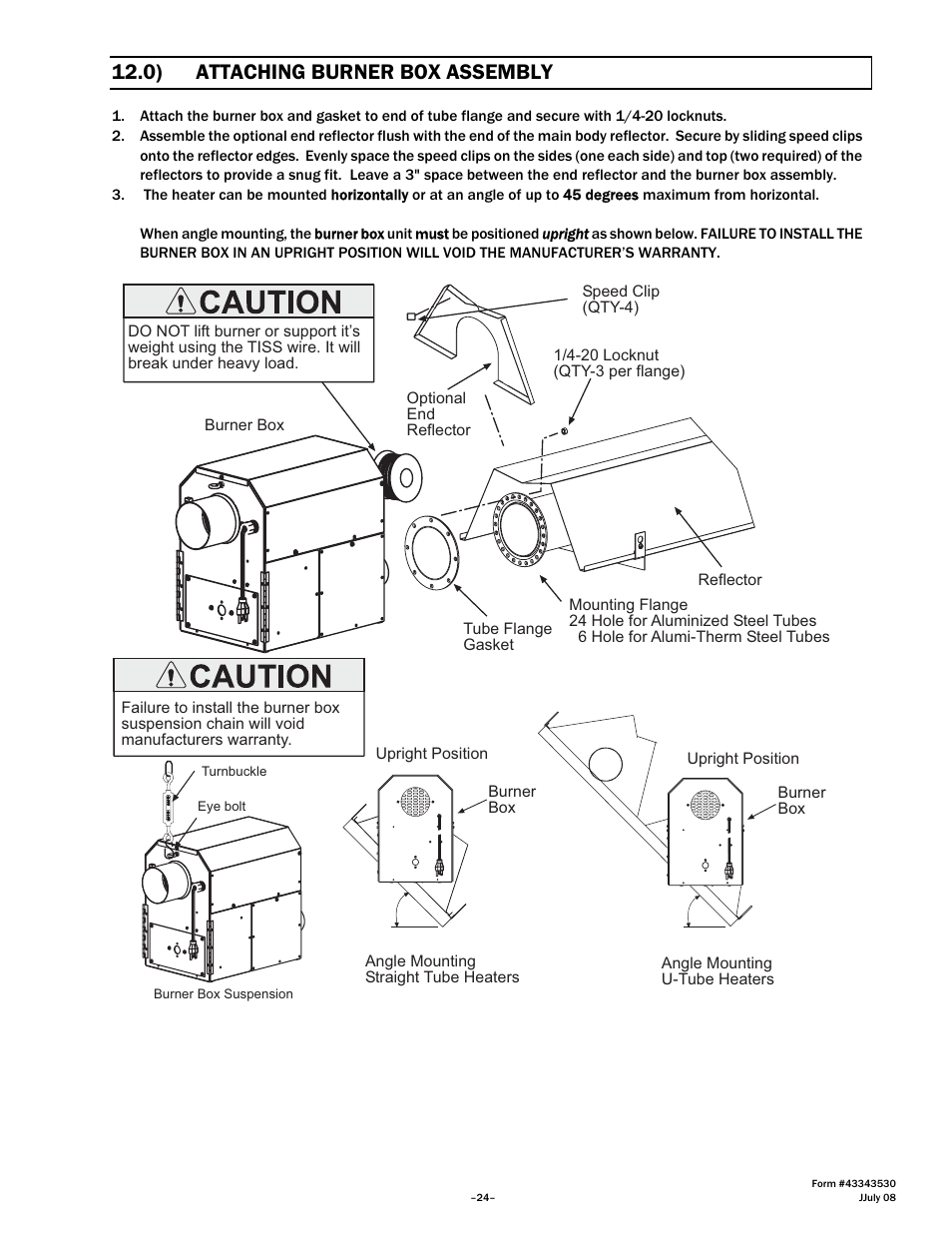 0) attaching burner box assembly | Gas-Fired Products PTS Series 100 User Manual | Page 25 / 53