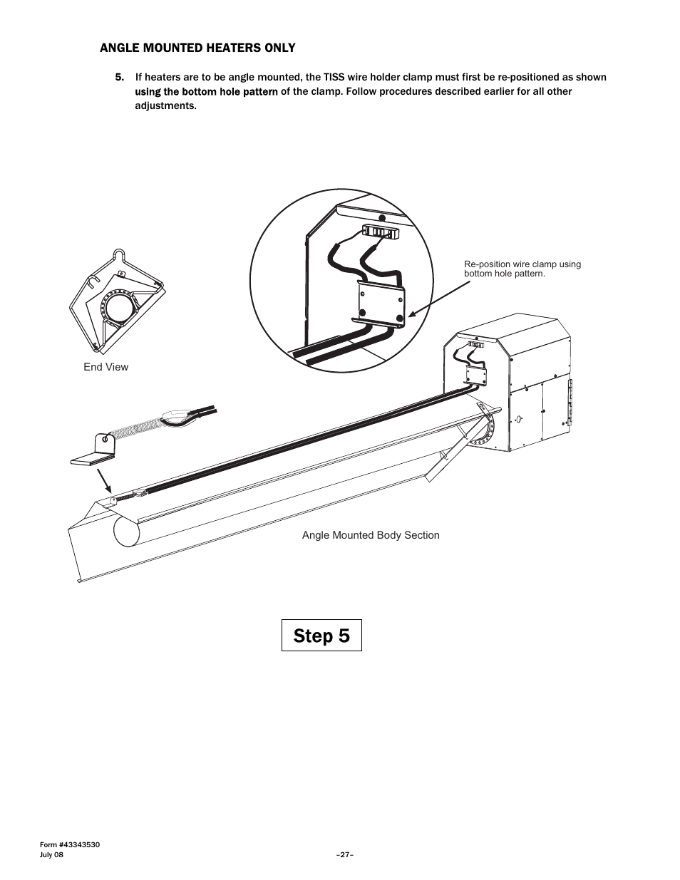Step 5, Angle mounted heaters only | Gas-Fired Products PTS Series 100 User Manual | Page 28 / 53