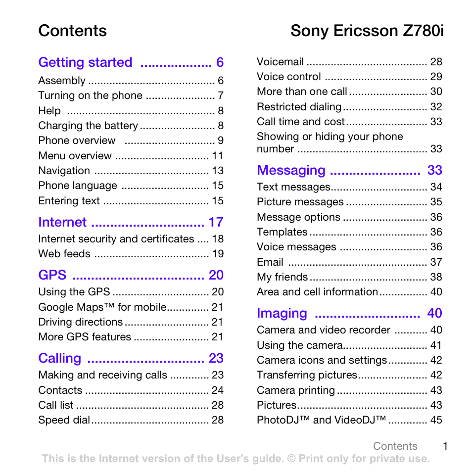 Sony Ericsson Z780 User Manual | 85 pages