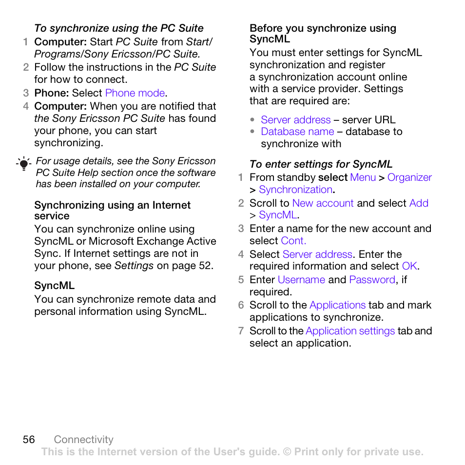 Sony Ericsson Z780 User Manual | Page 56 / 85