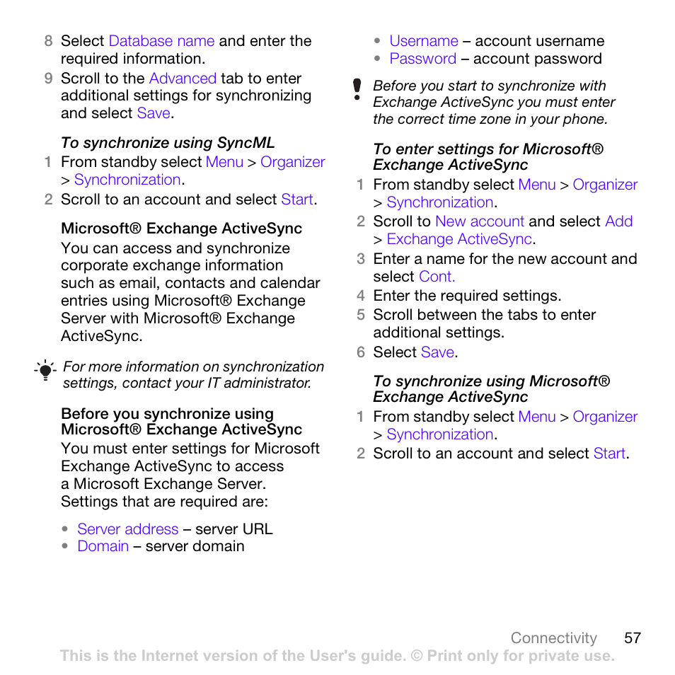 Sony Ericsson Z780 User Manual | Page 57 / 85