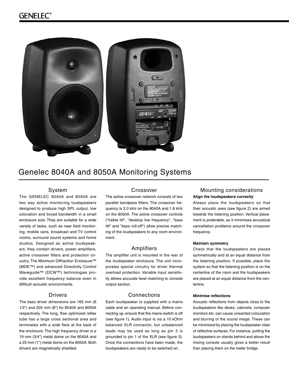 Genelec 8050A User Manual | Page 2 / 6