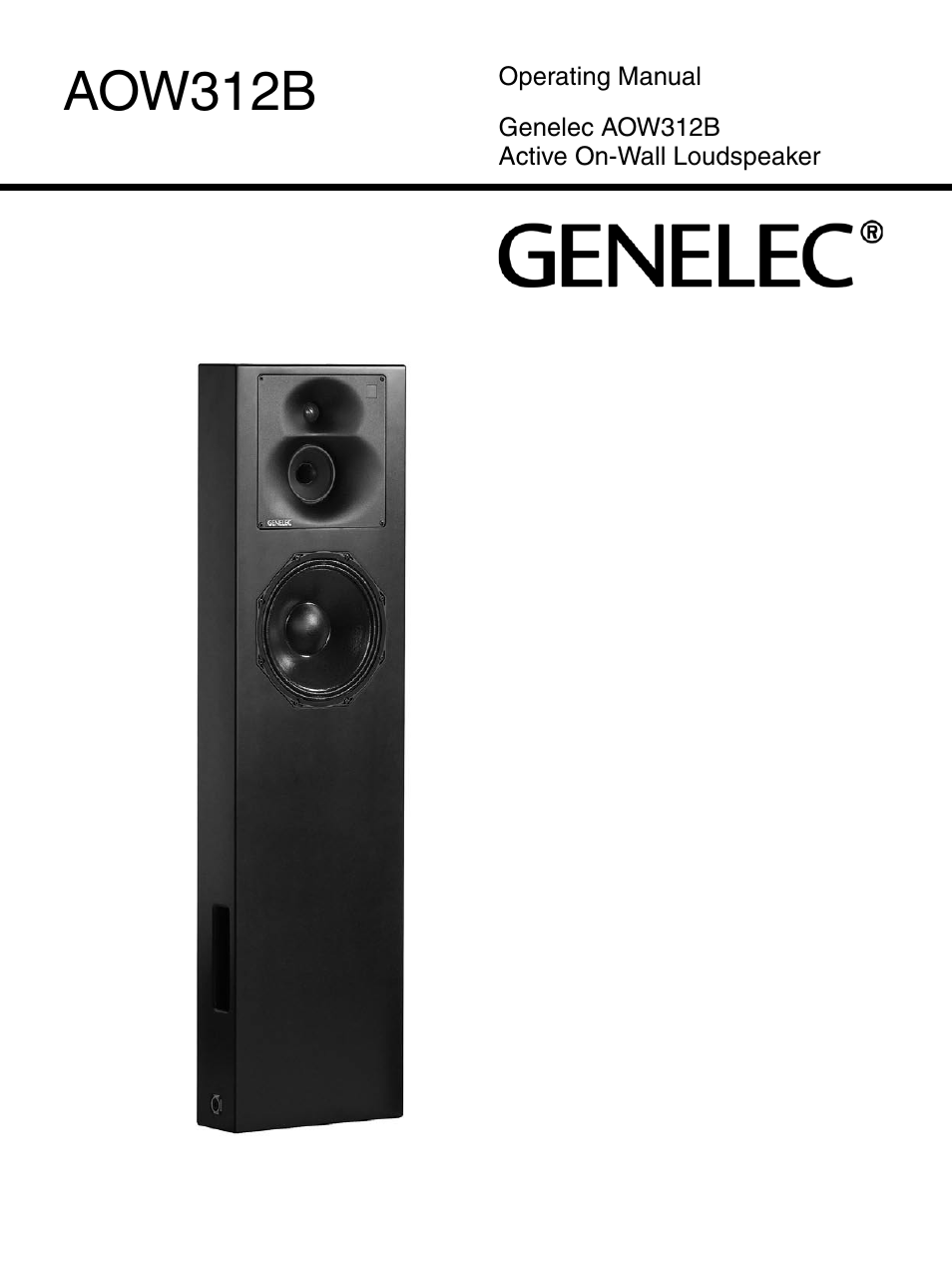 Genelec Active ON Wall Loudspeaker AOW312B User Manual | 6 pages