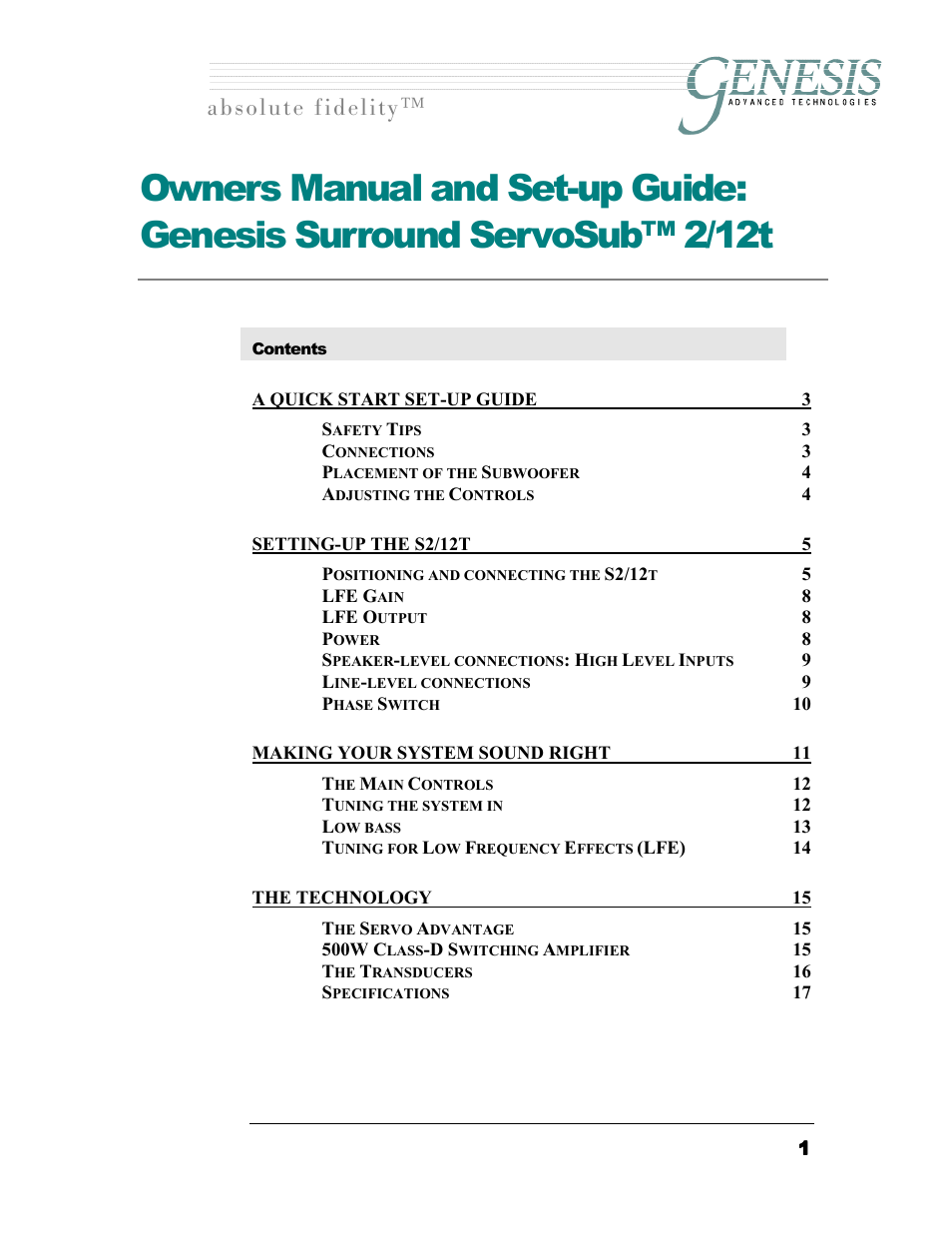 Genesis I.C.E. 12t User Manual | 17 pages