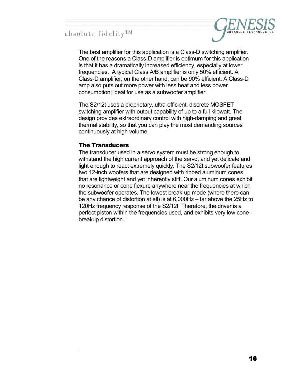The transducers, Ransducers, Длздмнй=сбзйдбну | Genesis I.C.E. 12t User Manual | Page 16 / 17