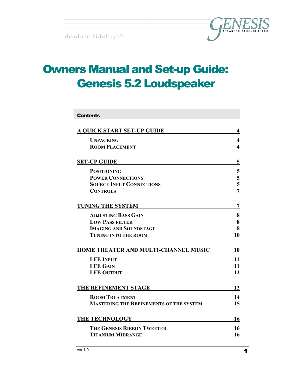 Genesis I.C.E. Genesis 5.2 User Manual | 20 pages