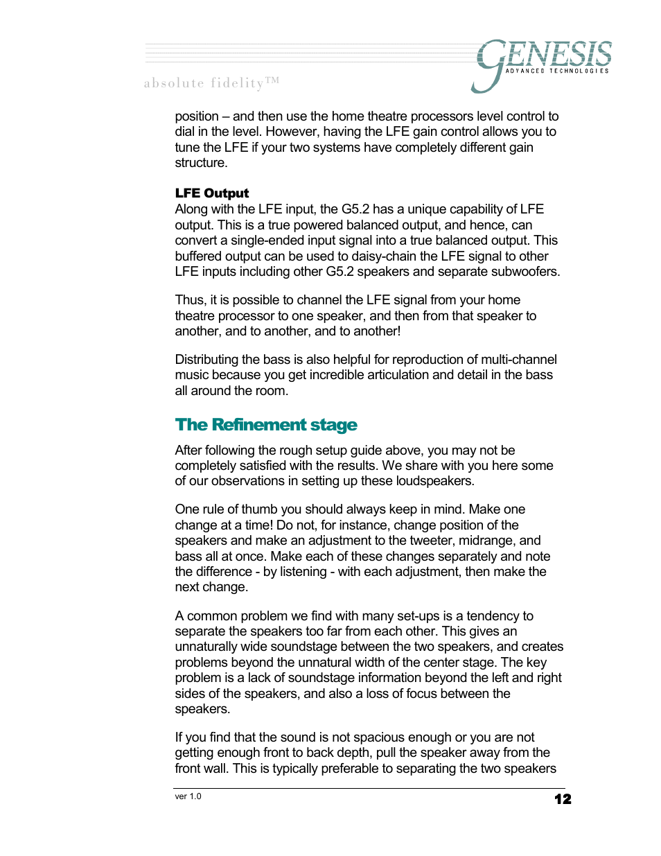 Lfe o, Utput, The refinement stage | Genesis I.C.E. Genesis 5.2 User Manual | Page 12 / 20