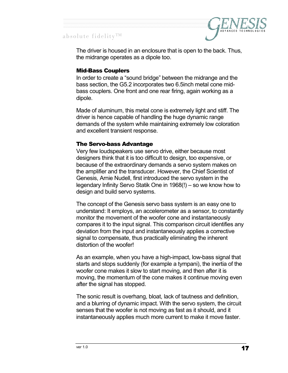 Ouplers, Ervo, Bass | Dvantage | Genesis I.C.E. Genesis 5.2 User Manual | Page 17 / 20