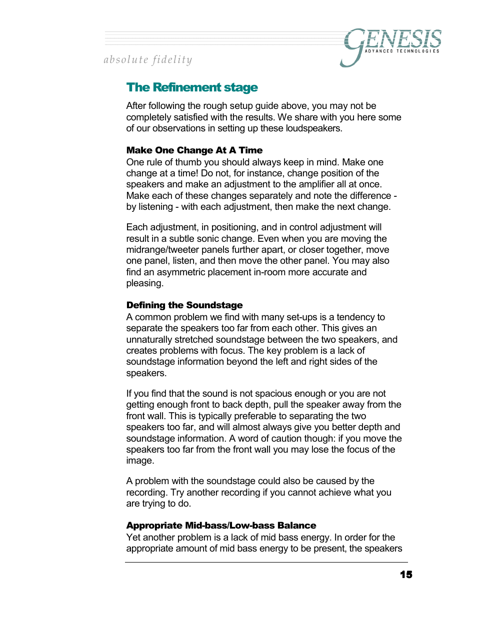 The refinement stage | Genesis I.C.E. 201 User Manual | Page 15 / 25