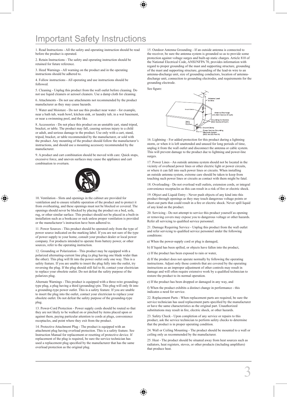 Important safety instructions | GPX SA118S User Manual | Page 3 / 8