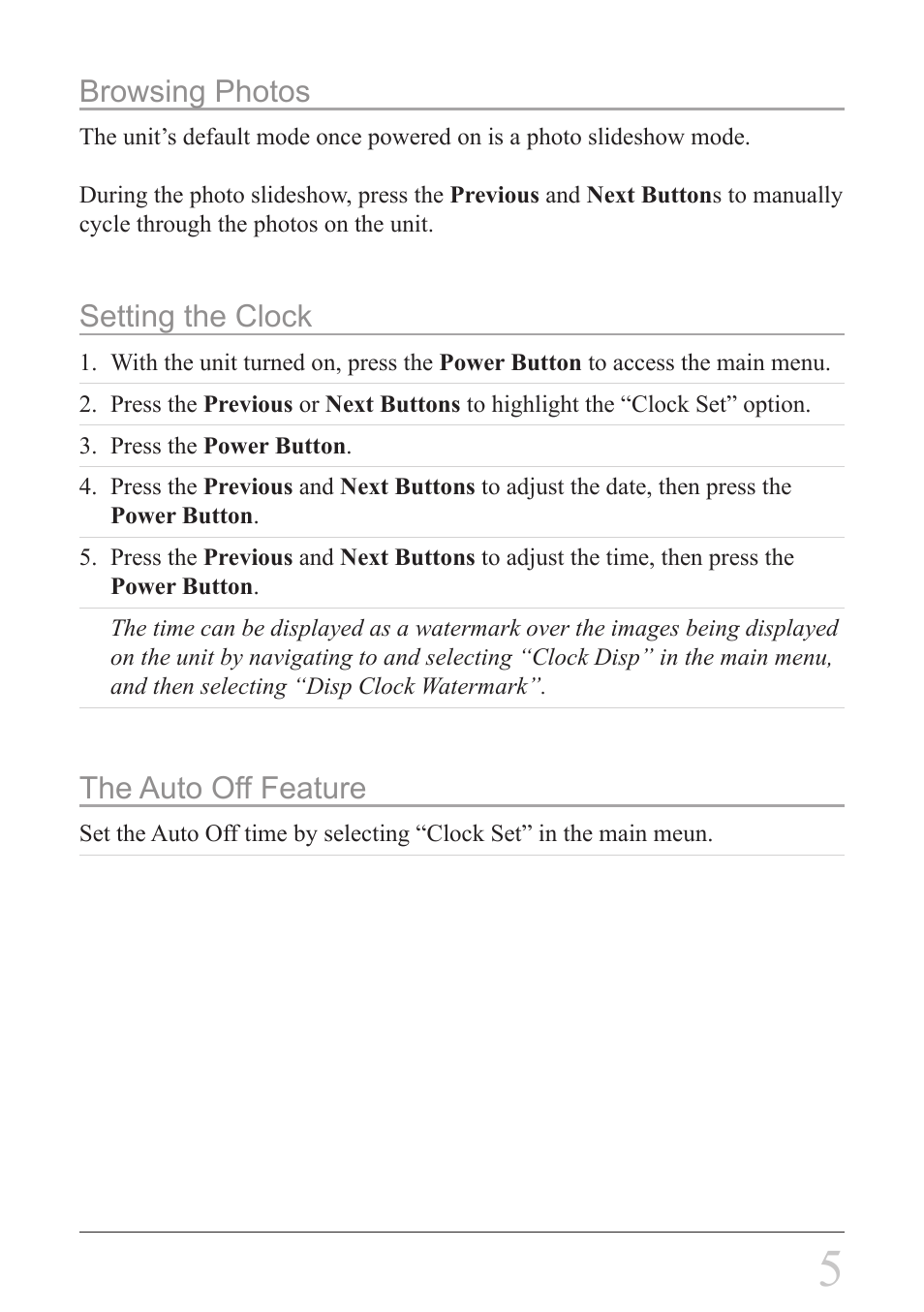 GPX PF108S User Manual | Page 5 / 8