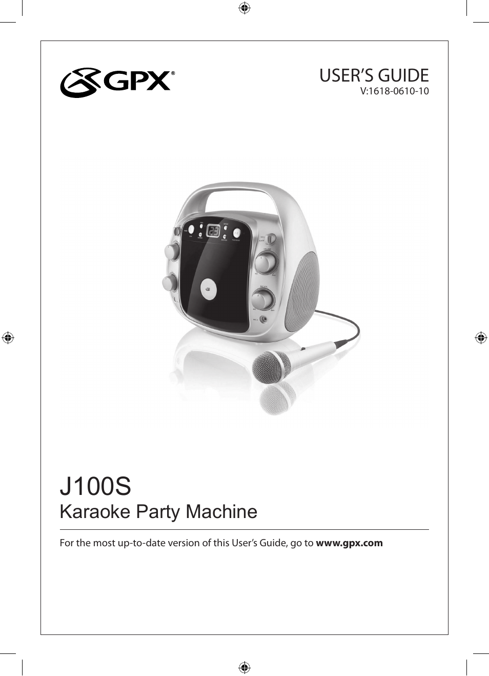 GPX J100S User Manual | 12 pages