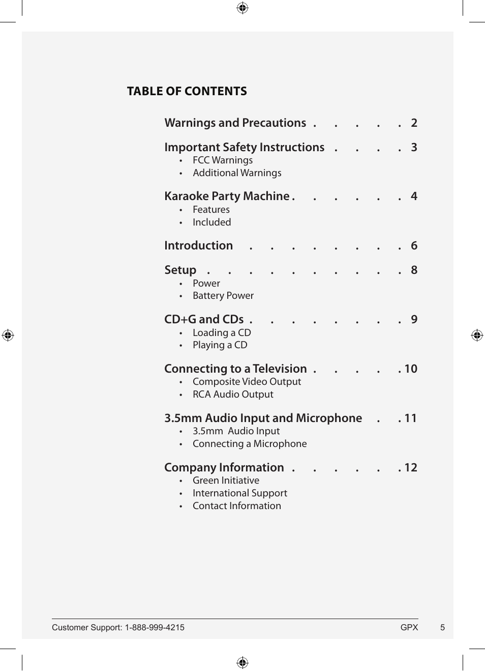 GPX J100S User Manual | Page 5 / 12