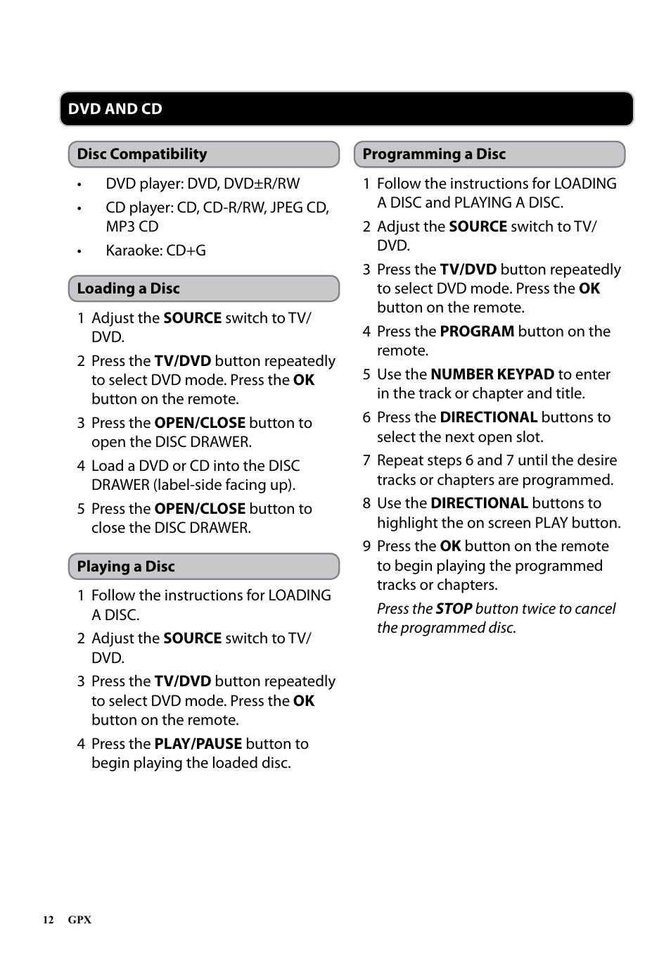 GPX BT780B User Manual | Page 12 / 16