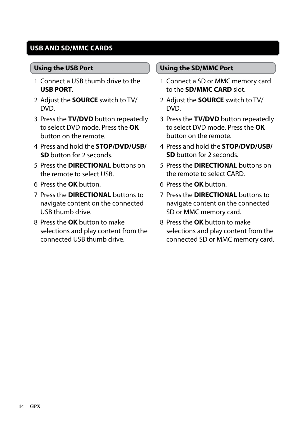 GPX BT780B User Manual | Page 14 / 16