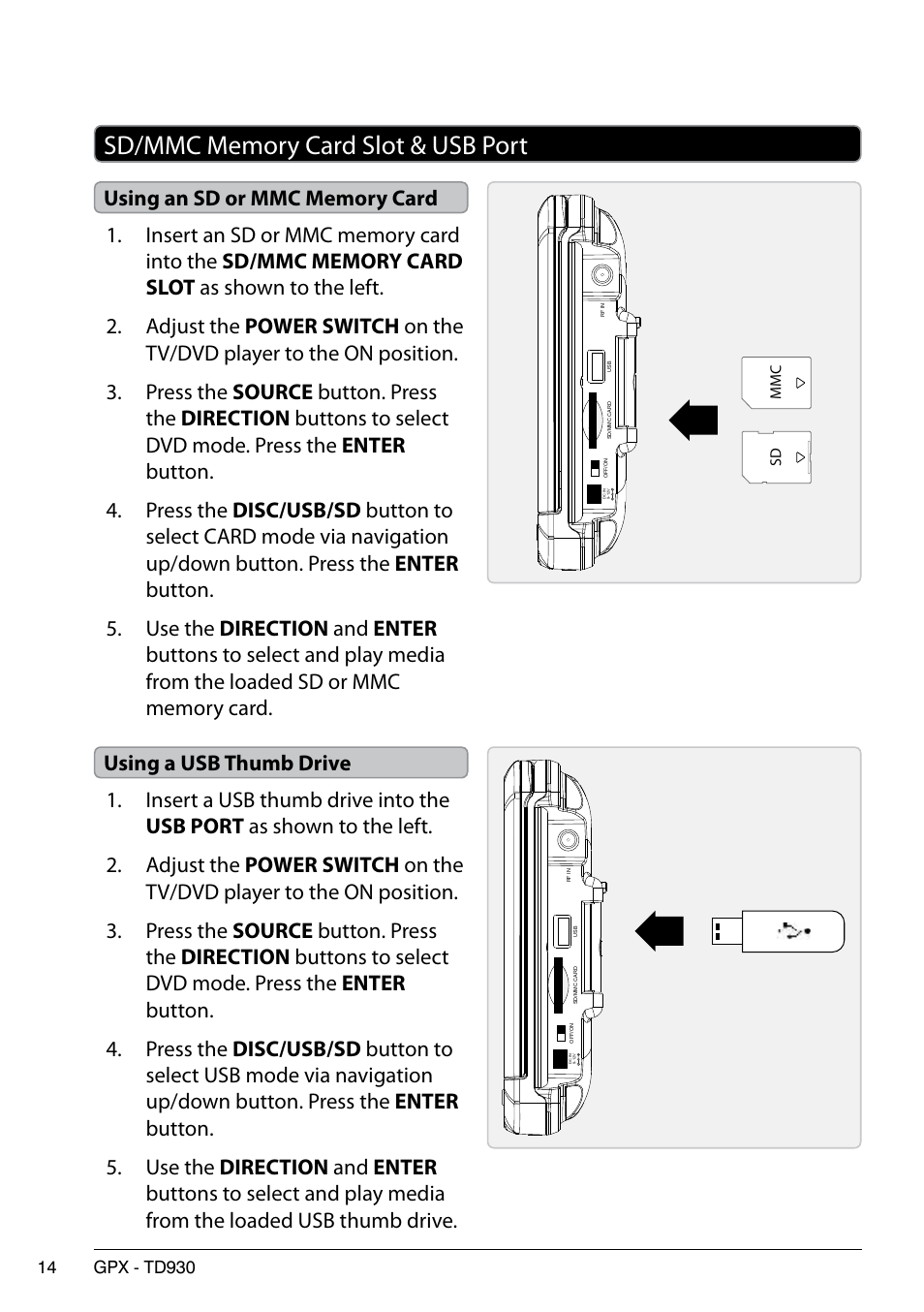 GPX TD930 User Manual | Page 14 / 16