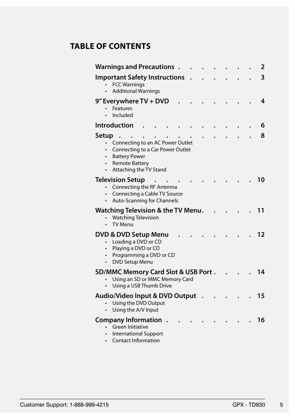 GPX TD930 User Manual | Page 5 / 16