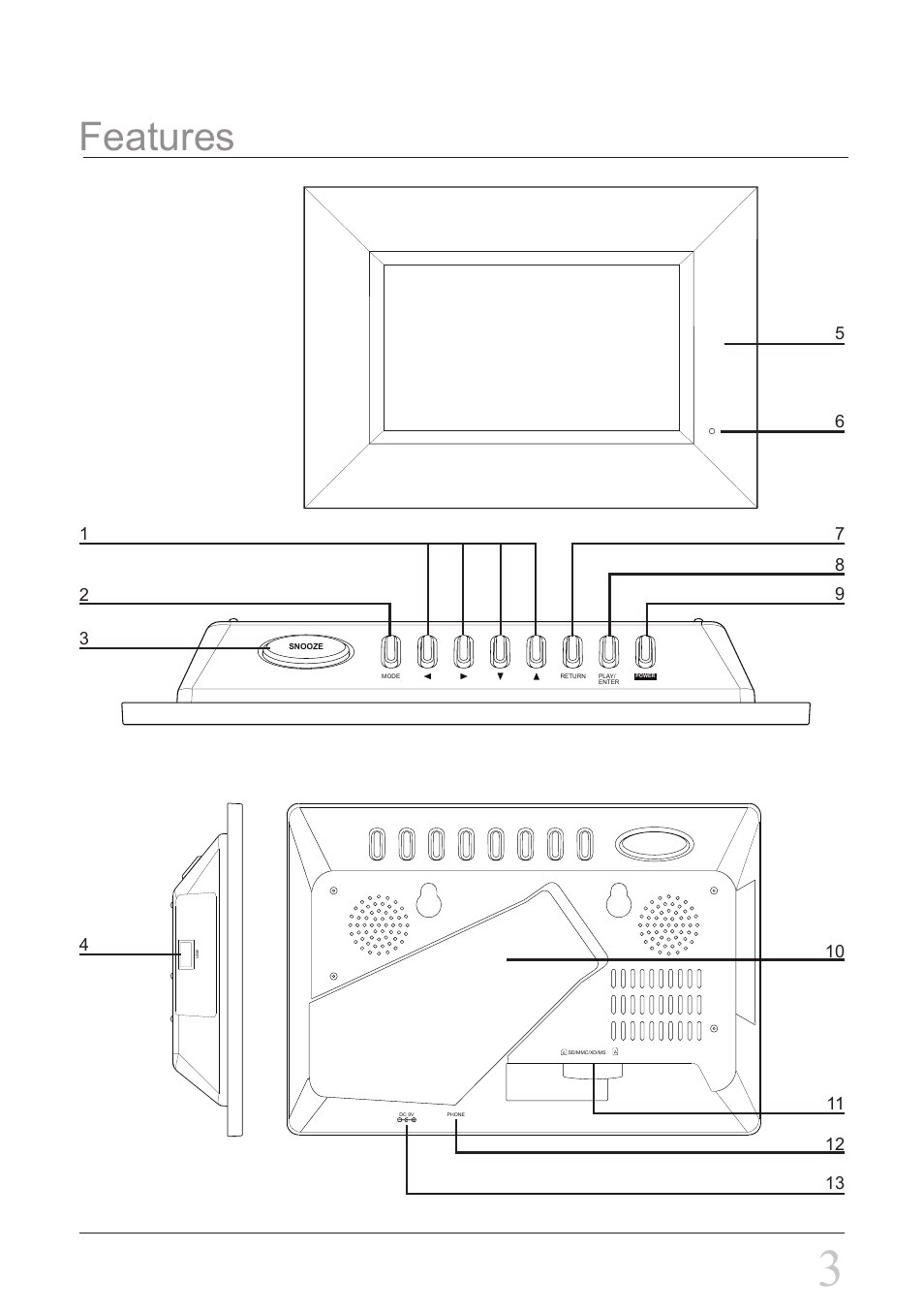 Features | GPX PF707 User Manual | Page 3 / 8