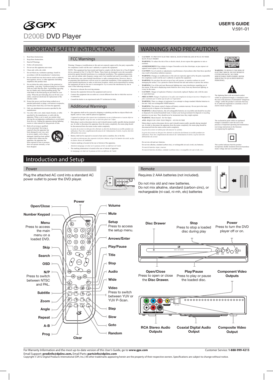 GPX 1311-0721-10 User Manual | 2 pages