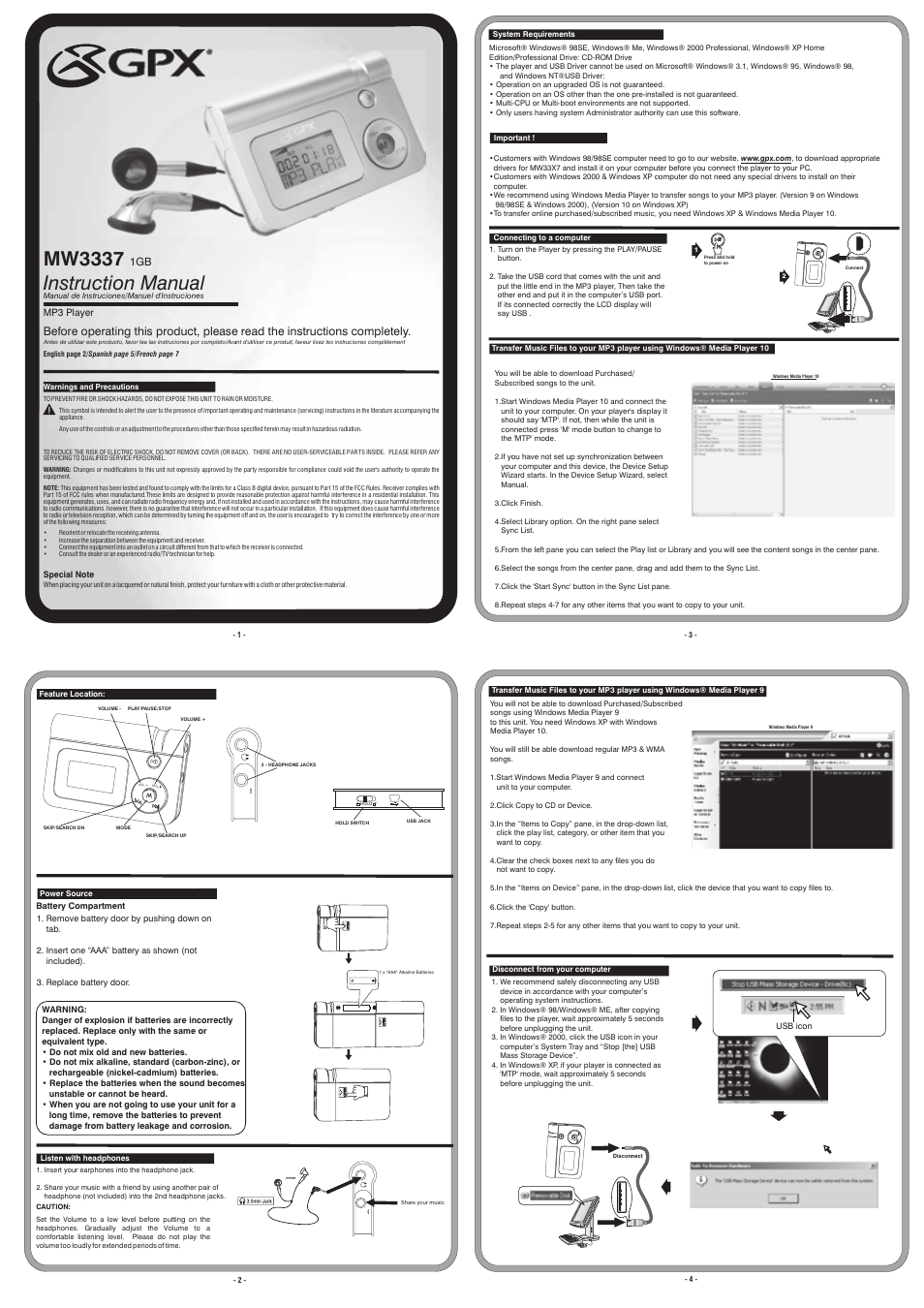 GPX MW3337 User Manual | 4 pages