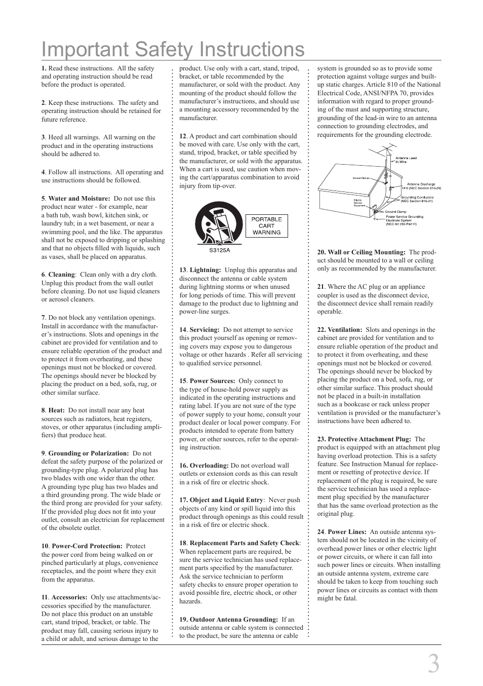 Important safety instructions | GPX HI2817 User Manual | Page 3 / 12