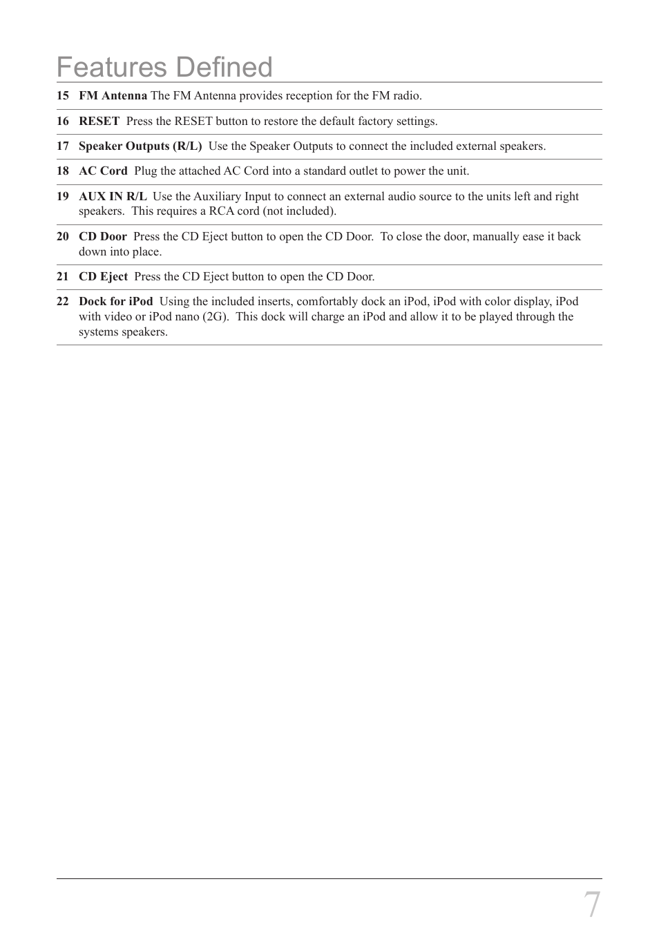 Features defined | GPX HI2817 User Manual | Page 7 / 12