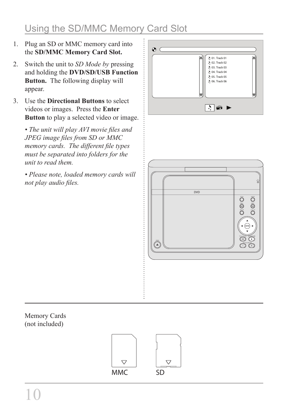 Sd mmc | GPX PD808B User Manual | Page 10 / 24