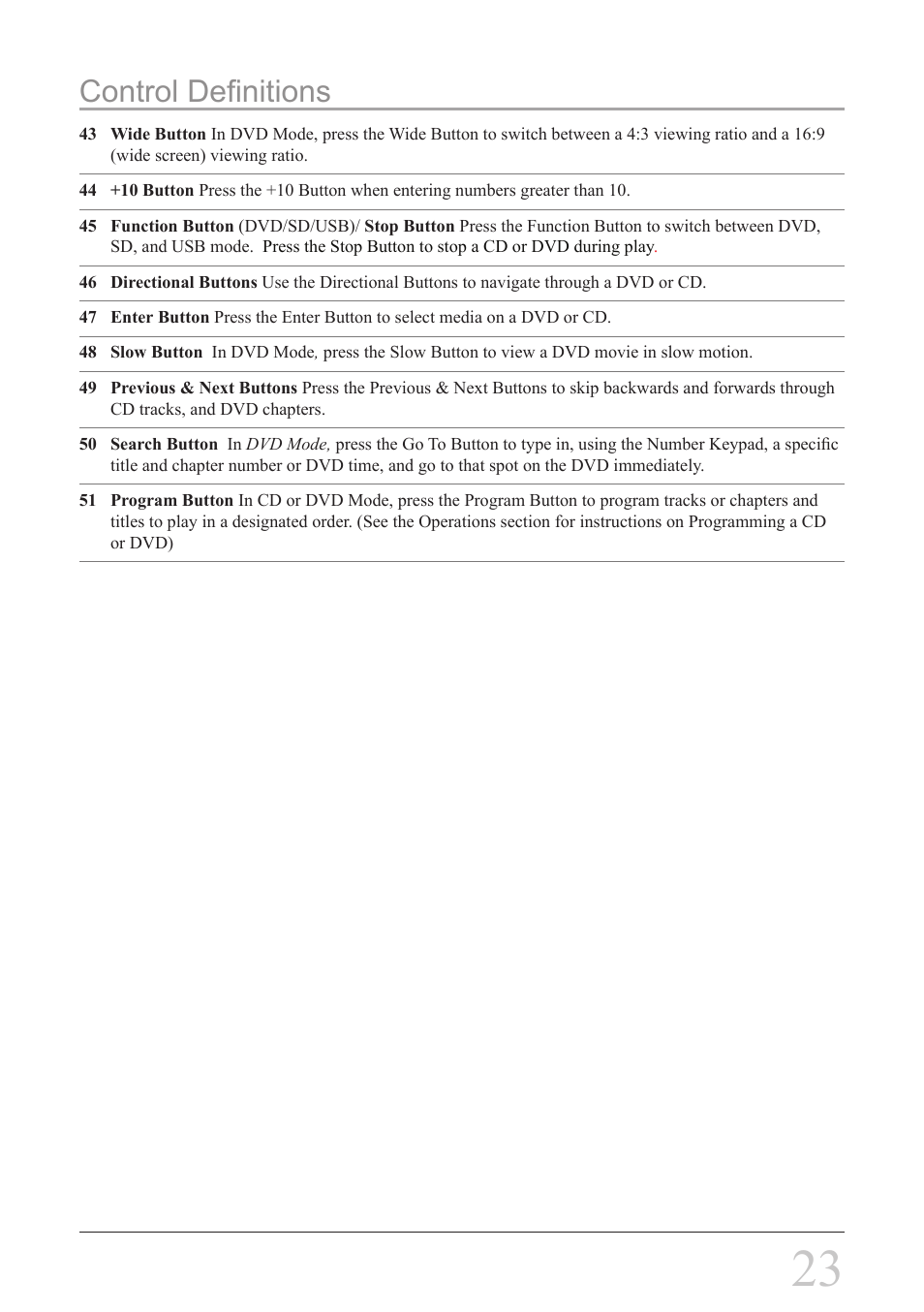 Control definitions | GPX PD808B User Manual | Page 23 / 24