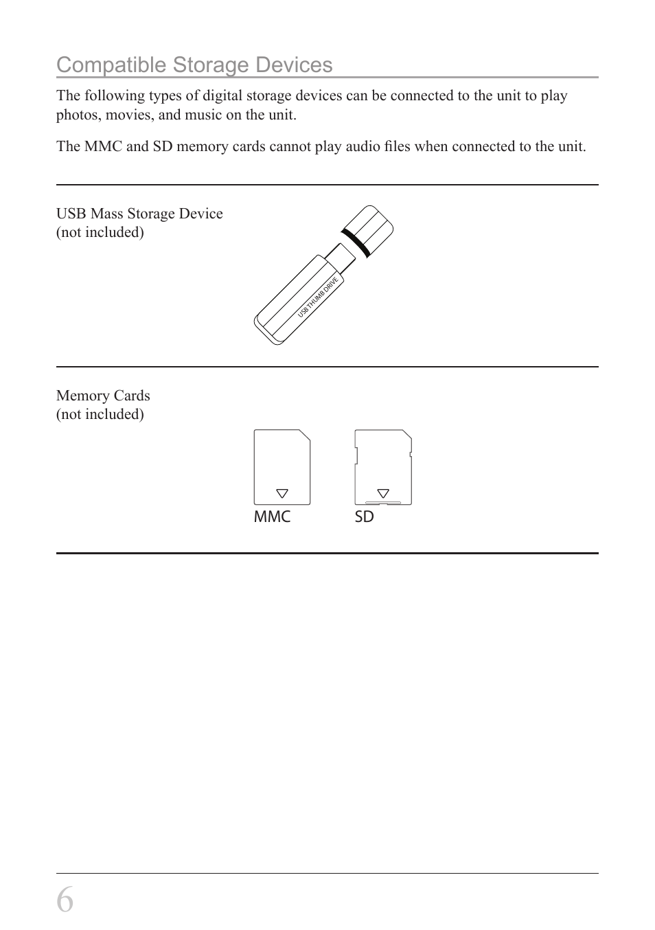 Compatible storage devices | GPX PD808B User Manual | Page 6 / 24