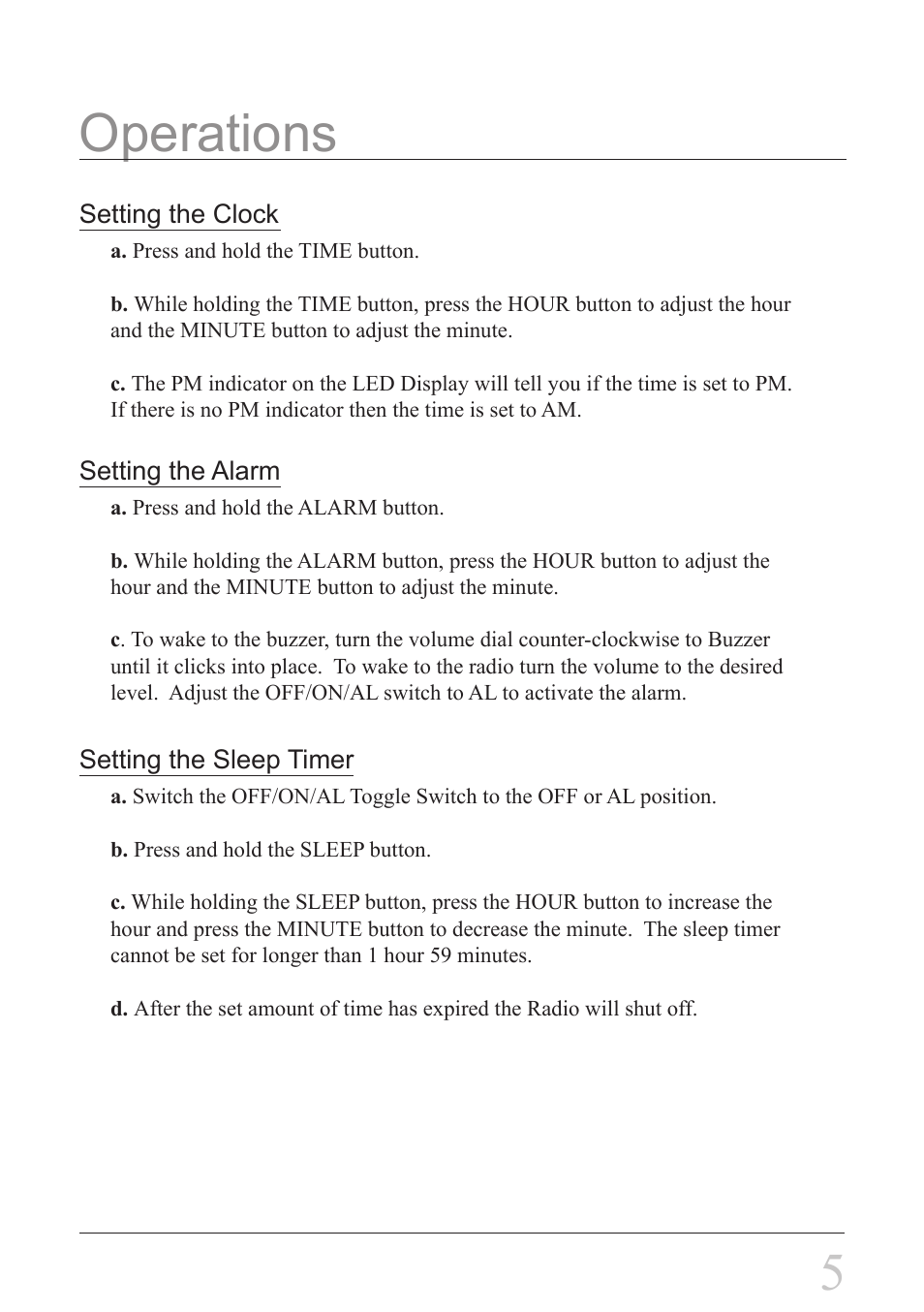 5operations | GPX CR2307 User Manual | Page 5 / 6