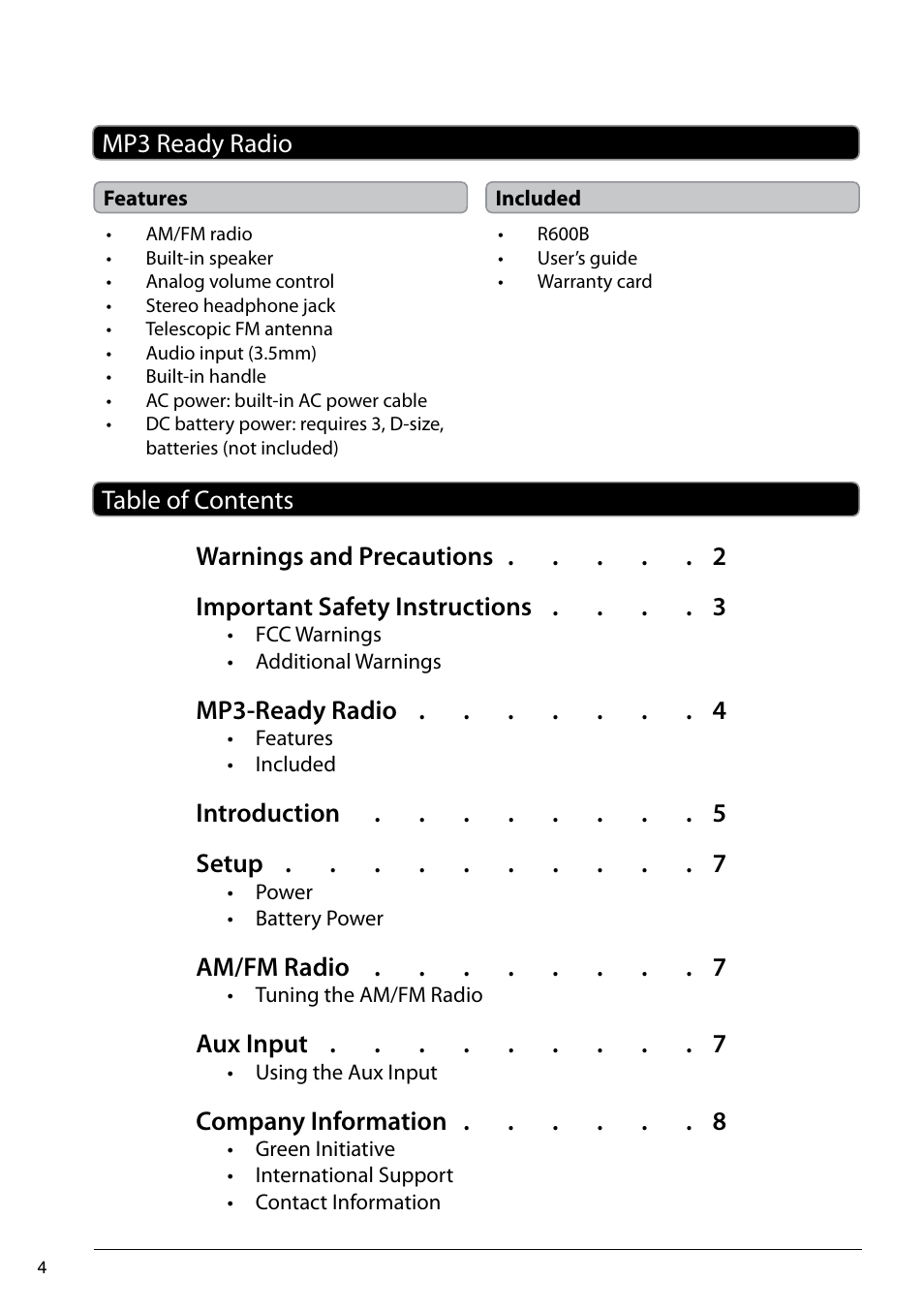 GPX R600B User Manual | Page 4 / 8