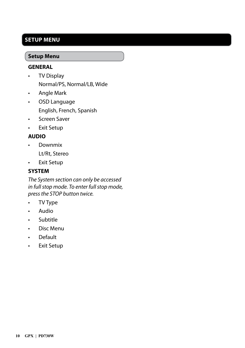 GPX PD730W User Manual | Page 10 / 12