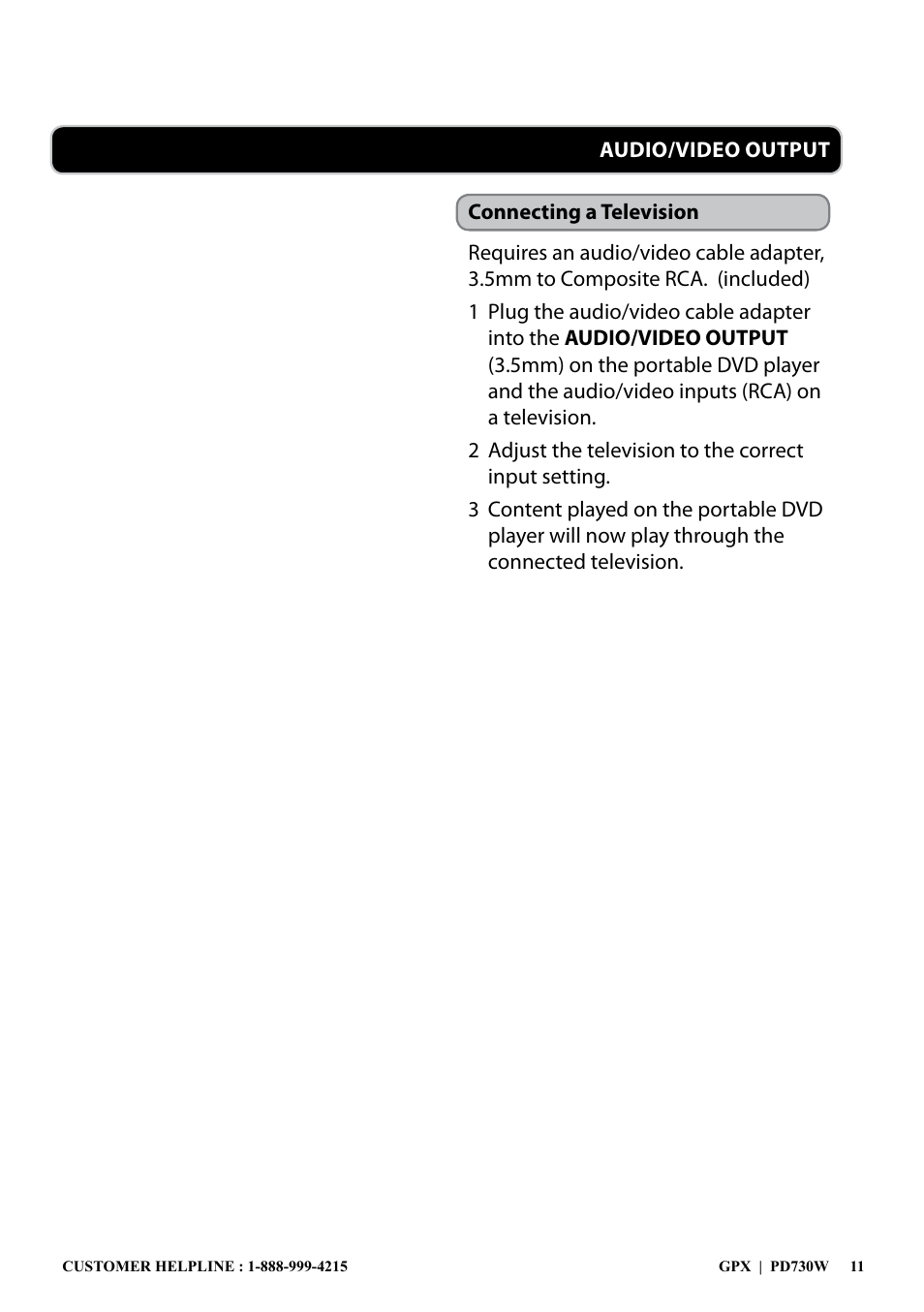 GPX PD730W User Manual | Page 11 / 12