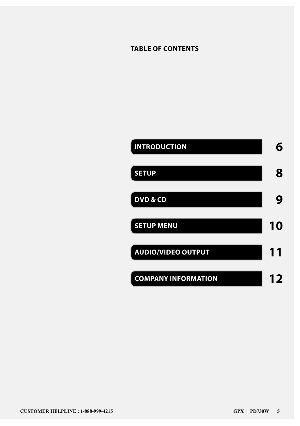 GPX PD730W User Manual | Page 5 / 12