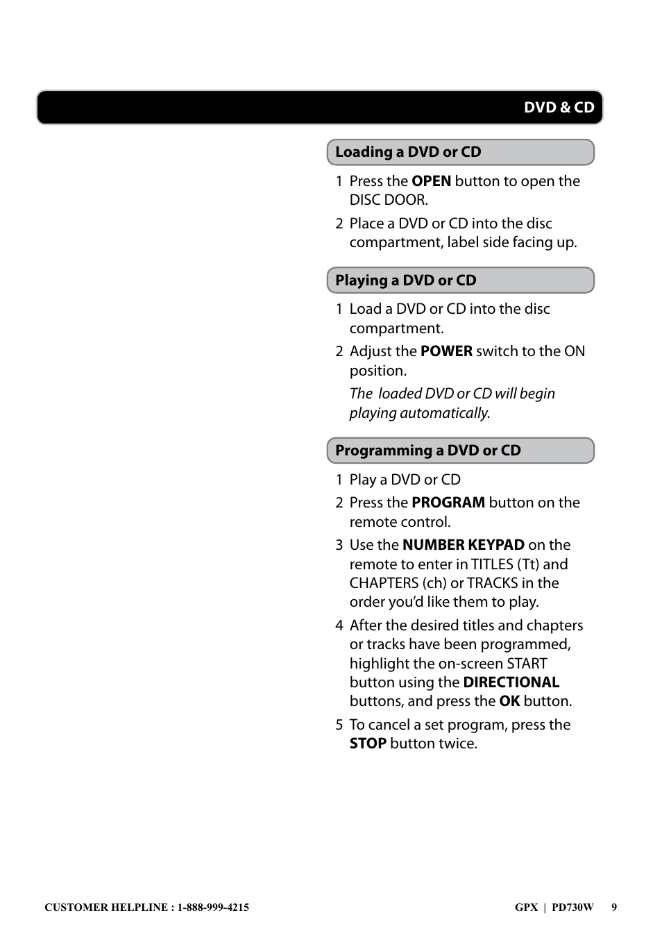 GPX PD730W User Manual | Page 9 / 12