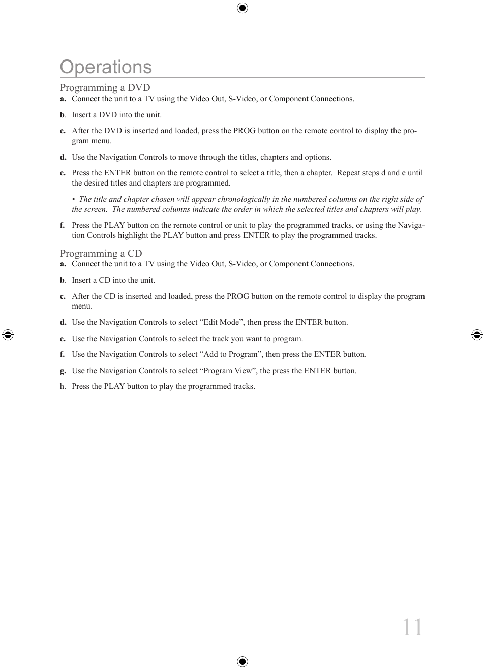 Operations | GPX D1307 User Manual | Page 11 / 12