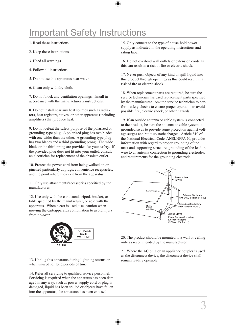 Important safety instructions | GPX D1307 User Manual | Page 3 / 12