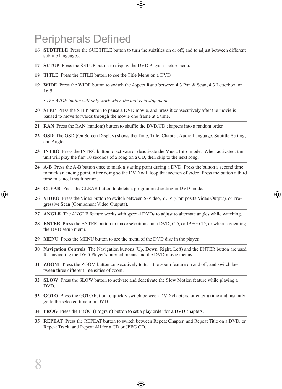 Peripherals defined | GPX D1307 User Manual | Page 8 / 12