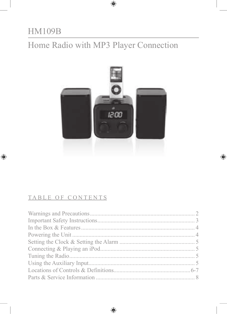 GPX HM109B User Manual | 8 pages