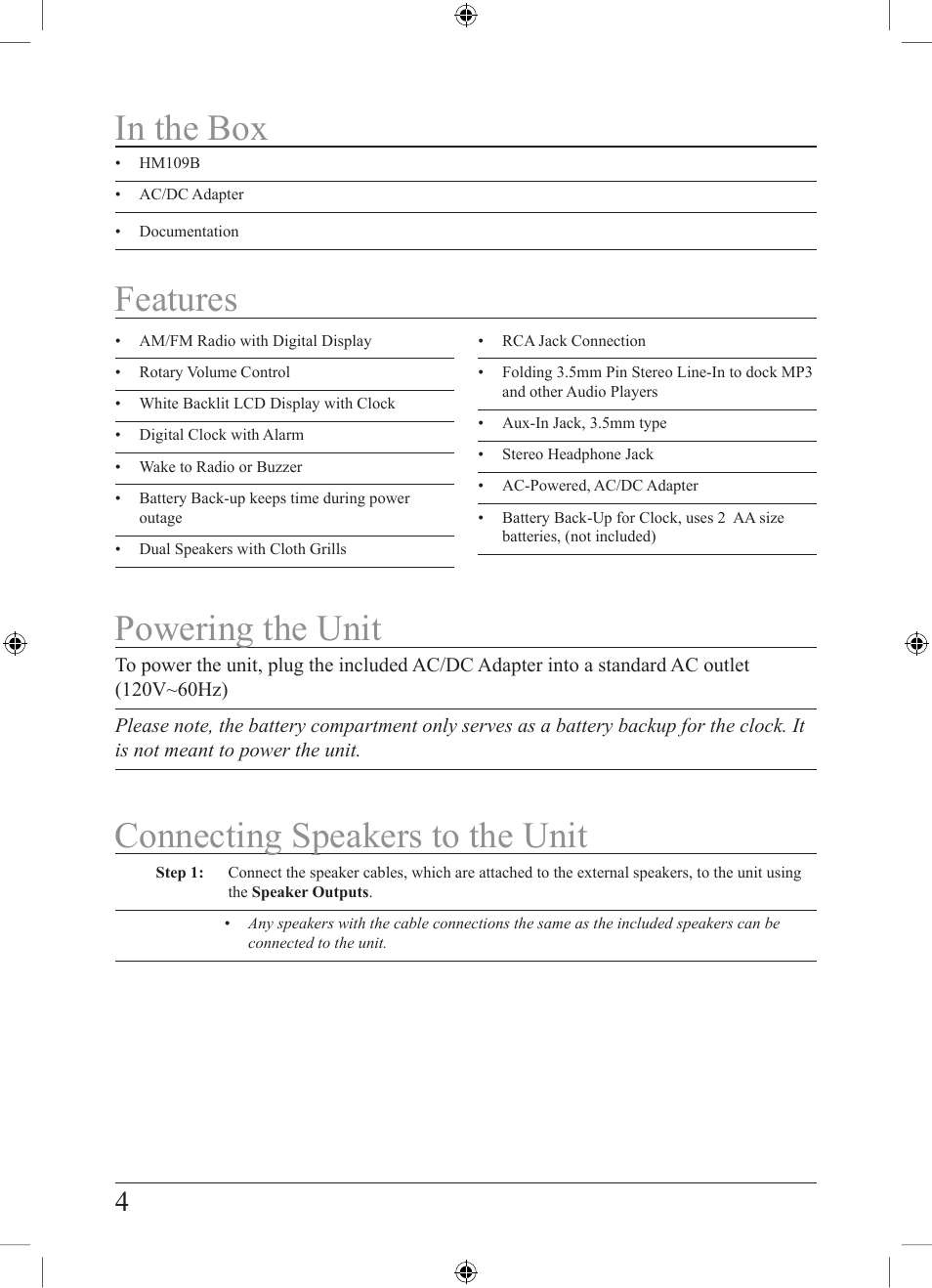 GPX HM109B User Manual | Page 4 / 8