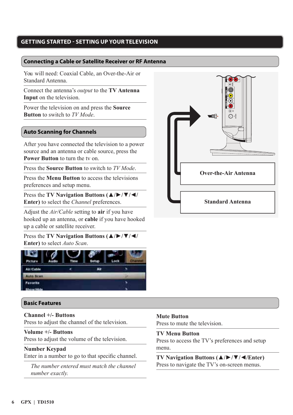 GPX TD1510 User Manual | Page 6 / 12